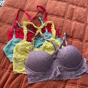 Victoria's Secret & Aerie Lace Bralette Collection - Red, Yellow, Purple, Blue